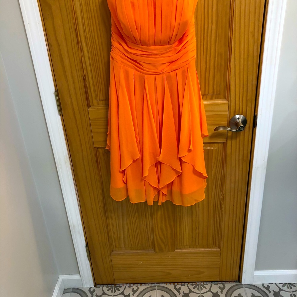 Tangerine strapless short formal dress